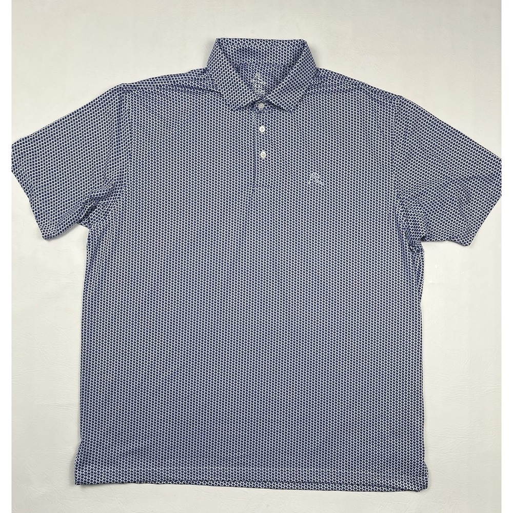 Rhoback Performance Polo Shirt Mens 2XL Blue Texas State All Over Print Golf